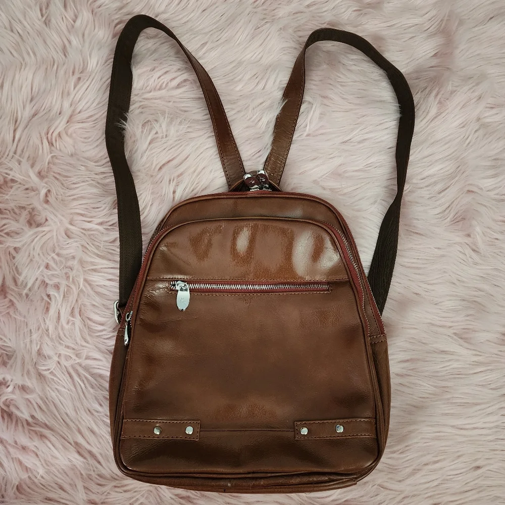 Ashwood Genuine glazed Leather backpack brown tan